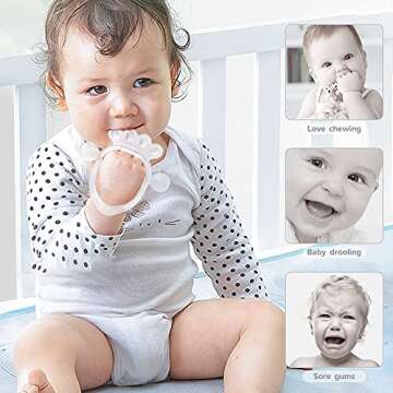 Termichy Teething Toys for Babies 0-6 Months, Soft Baby Teether for Soothe Babies Sore Gums for New Born Breast Feeding Babies, Freezer Safe BPA-Free Hands Free Design(Crystal,1 Pack)