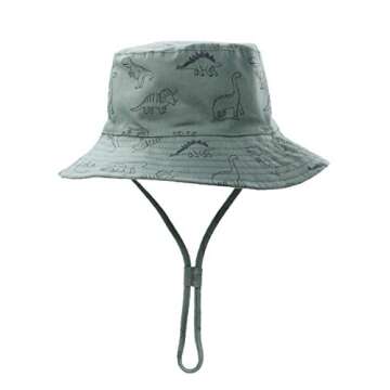 Baby Sun Hat UPF 50+ Sun Protective Toddler Bucket Hat Summer Kids Beach Hats Wide Brim Outdoor Play Hat for Boys Girls Sea Blue 1-2 T