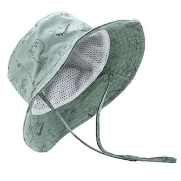 Baby Sun Hat UPF 50+ Sun Protective Toddler Bucket Hat Summer Kids Beach Hats Wide Brim Outdoor Play Hat for Boys Girls Sea Blue 1-2 T