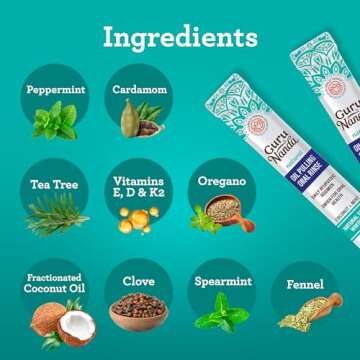GuruNanda Travel Sachets Coconut Oil Pulling, Fresh Breath & Whitening Mouthwash, 7 Essential Oils & Vitamins for Happy Teeth & Gums, 7 Sachets
