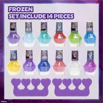 Townley Girl Disney Frozen Elsa and Anna Non-Toxic Peel-Off Water-Based Safe Quick Dry Nail Polish G...