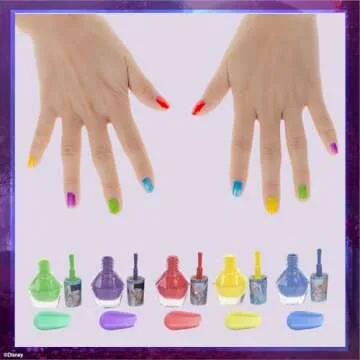 Townley Girl Disney Frozen Elsa and Anna Non-Toxic Peel-Off Water-Based Safe Quick Dry Nail Polish Gift Kit Set for Kids Girls with Bonus Nail Separators, 14 Pc Set (All Solid Colors)