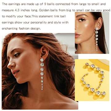 Gold Ball Dangle Earrings for Women - Stylish Statement Jewelry