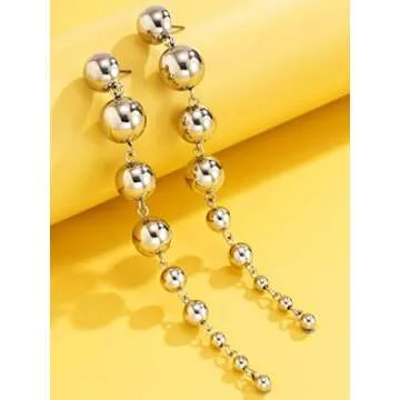 Gold Ball Dangle Earrings for Women - Stylish Statement Jewelry