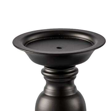 Black Metal Pillar Candle Holders Set of 2, Decorative Candlestick Candle Holders Stand, Decorations Home Décor Gifts for Bedroom Livingroom Wedding