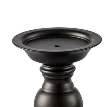 Black Metal Pillar Candle Holders Set of 2, Decorative Candlestick Candle Holders Stand, Decorations Home Décor Gifts for Bedroom Livingroom Wedding