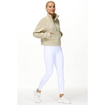 Women's Fleece Half Zip Pullover with Thumb Holes & Pockets