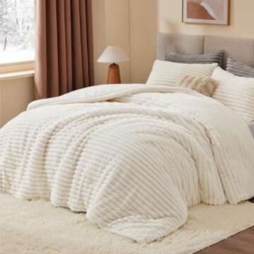 BEDELITE Fleece King Comforter Set -Super Soft & Warm Fluffy Cream White Bedding, Luxury Fuzzy Heavy...