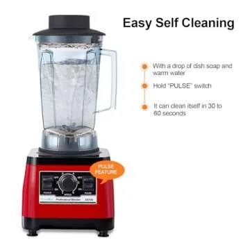 BioloMix Heavy Duty Professional Blender, Peak 2200W Commercial Grade Bar Blender With 70Oz Container For Shakes, Smoothies, Ice Crushing, Frozen Fruits, Soups, Dry Grinding (Red)