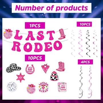 Last Rodeo Birthday Party Decorations - NOVBAUB 26PCS Preppy Disco Party Swirls Bachelorette Party D...