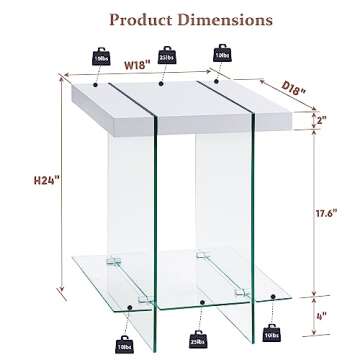 T4TREAM Modern End Table with RGB LED Lights