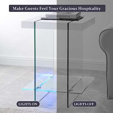 T4TREAM Modern End Table with RGB LED Lights