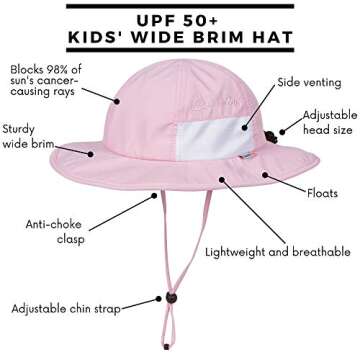 SwimZip Wide Brim Sun Hat | UPF 50+ Protection for Baby, Toddler, and Kids Pink
