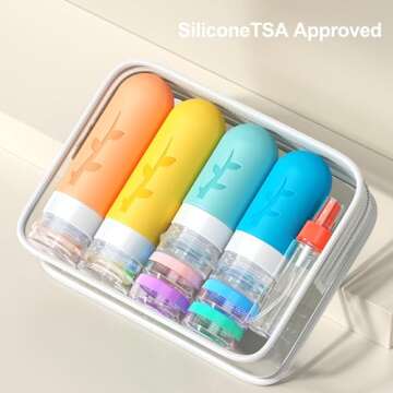 18pack Travel Bottles for Toiletries,TSA Approved Silicone Travel Containers jar for Toiletries,Leak...