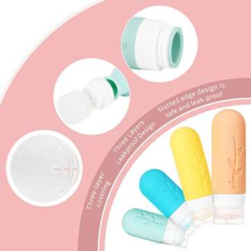 18pack Travel Bottles for Toiletries,TSA Approved Silicone Travel Containers jar for Toiletries,Leak Proof Refillable Liqus Shampoo And Conditioner Travel Essentials toiletry Bottles