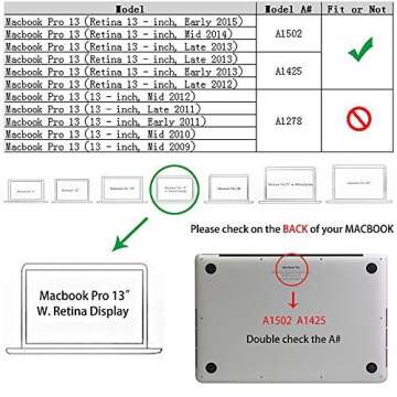 RUBAN Case for Old MacBook Pro 13 inch (A1502 & A1425 Models) 2015 2014 2013 2012, Plastic Hard Shel...