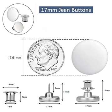 Adjustable Metal Pants Button for Easy Use - 8 Sets