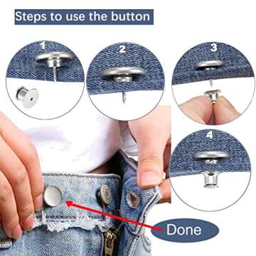 Adjustable Metal Pants Button for Easy Use - 8 Sets