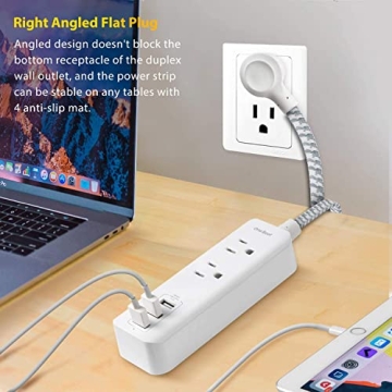 Power Strip with USB 2 Outlets 3 Ports for Home Travel