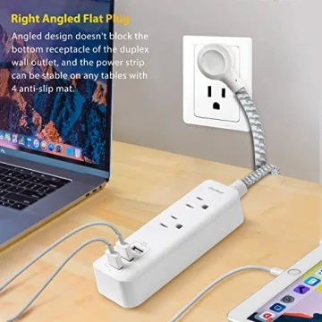 Power Strip with USB 2 Outlets 3 Ports for Home Travel