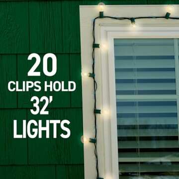 Command Outdoor Light Clips, 4 Pack of 16 Clear Clips and 20 Command Strips, Damage Free Hanging Light Clips with Adhesive Strips, Wall Clips for Hanging Outdoor Lights and Cables Outside