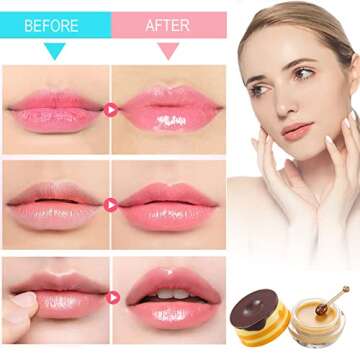 2 Pack Bee Lip Balm Honey Pot, Honey & Strawberry Lip Mask Propolis Lip Mask Moisturizing Hydrating ...