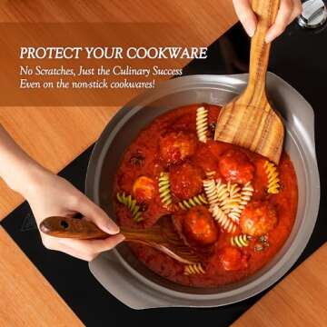 Elegant 6 Pcs Teak Wood Cooking Utensil Set - Durable & Eco-Friendly