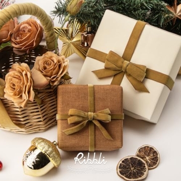 Ribbli Khaki Velvet Ribbon for Gift Wrapping and Crafts