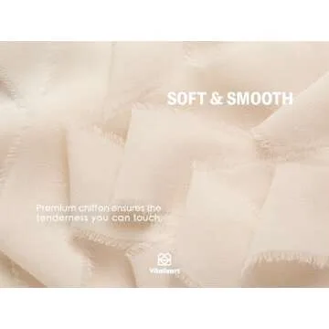 Vitalizart Light Nude Handmade Chiffon Silk Ribbon Fringe 3 Rolls 1.5" x 21 Yd Beige Frayed Edges Ribbons for Wedding Invitations Bridal Bouquets Gifts Wrapping Crafts Holiday Decor