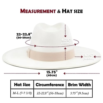 FLUFFY SENSE. Big Wide Brim Fedora Hat for Women - Nashville Outfits Western Hats Women's Felt Panama Rancher Hat (Ivory)