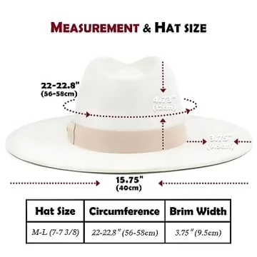 FLUFFY SENSE. Big Wide Brim Fedora Hat for Women - Nashville Outfits Western Hats Women's Felt Panama Rancher Hat (Ivory)