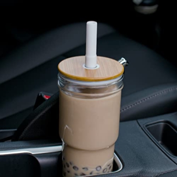 Luxfuel 24oz Mason Jar with Bamboo Lids and Straws