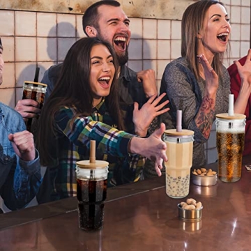 Luxfuel 24oz Mason Jar with Bamboo Lids and Straws