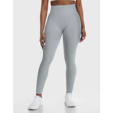 YEOREO Amplify Leggings for Women Seamless Scrunch Leggings Butt Lifting Gym High Waisted Athletic Leggings Light Grey