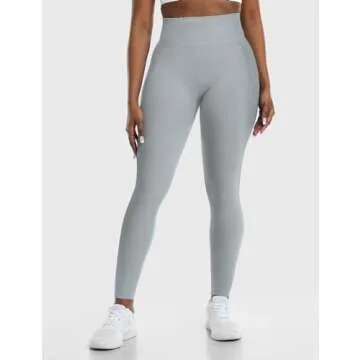 YEOREO Amplify Leggings for Women Seamless Scrunch Leggings Butt Lifting Gym High Waisted Athletic Leggings Light Grey