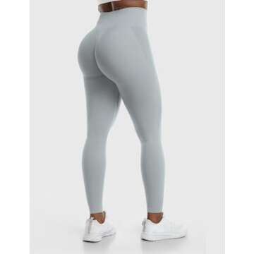 YEOREO Amplify Leggings for Women Seamless Scrunch Leggings Butt Lifting Gym High Waisted Athletic Leggings Light Grey