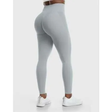 YEOREO Amplify Leggings for Women Seamless Scrunch Leggings Butt Lifting Gym High Waisted Athletic Leggings Light Grey
