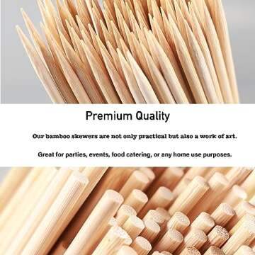 DESIOLE Natural Bamboo Skewers, 100Pcs 10Inch BBQ Sticks for Appetiser, Fruit, Cocktail, Kabob, Chocolate Fountain, Grilling, Barbecue, Kitchen, Crafting, Gardening and Party