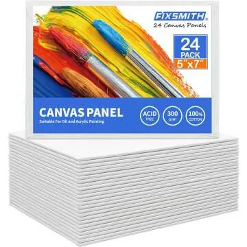 FIXSMITH Mini Canvases 24 Pack - 5x7 Inch Cotton