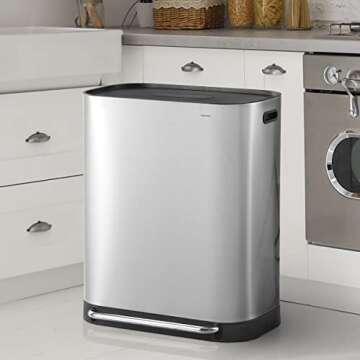 happimess HPM1014A Beni Kitchen 16-Gallon Double-Bucket Step-Open Trash Can with Soft-Close Lid, Mod...