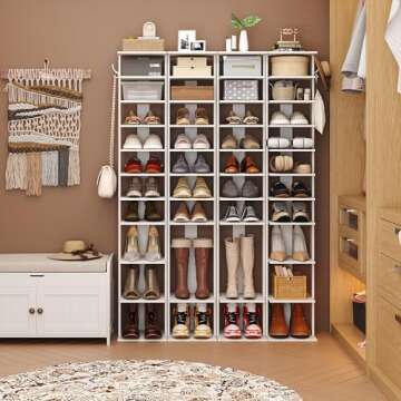 HOMEFORT 10-Tier Vertical Shoe Rack - Slim Wooden Organizer for Shoes