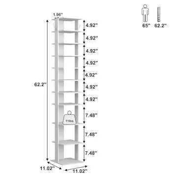 HOMEFORT 10-Tier Vertical Shoe Rack for Small Spaces