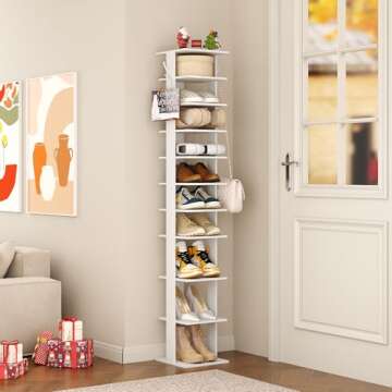 HOMEFORT 10-Tier Vertical Shoe Rack for Small Spaces