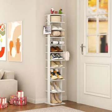 HOMEFORT 10-Tier Vertical Shoe Rack for Small Spaces