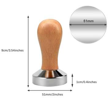 51mm Espresso Tamper, Coffee Tamper, 51mm Tamper with Wooden Handle, Espresso Accessories for Barist...