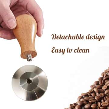 51mm Espresso Tamper, Coffee Tamper, 51mm Tamper with Wooden Handle, Espresso Accessories for Barista, Cafe, Coffee Grounds