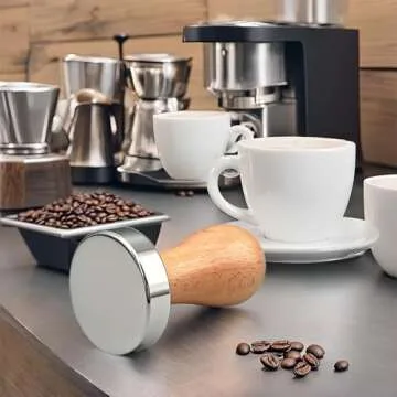51mm Espresso Tamper, Coffee Tamper, 51mm Tamper with Wooden Handle, Espresso Accessories for Barista, Cafe, Coffee Grounds