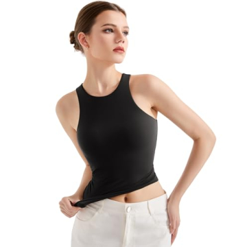 SUUKSESS Women High Neck Sleeveless Crop Tank Tops 2025