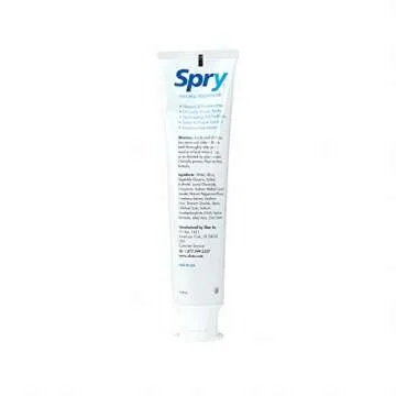 Spry Xylitol Toothpaste 5oz, Fluoride Free Toothpaste Adult and Kids, Teeth Whitening Toothpaste with Xylitol, Natural Breath Freshening, Mouth Moisturizing Ingredients, Peppermint (Pack of 1)