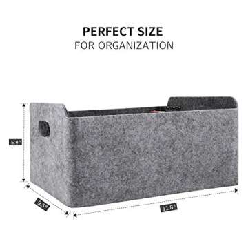 Welaxy storage basket Felt Foldable Drawer Organizer bin Cube Shelf box for Kids Toys Books Clothes Office Closet Babies Nursery organizing (Charcoal)